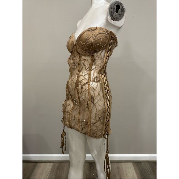 NWT RETROFETE MATILDA EMBELLISHED LACE DRESS SIZE M $998 - Picture 6 of 12